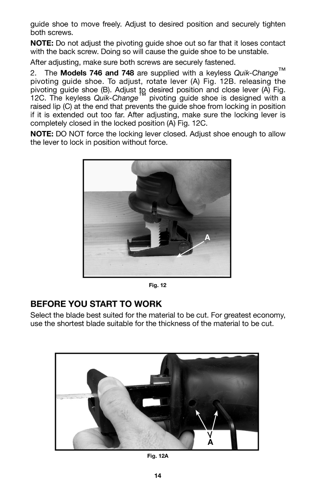 Porter-Cable 748, 746, 745 instruction manual Before YOU Start to Work 