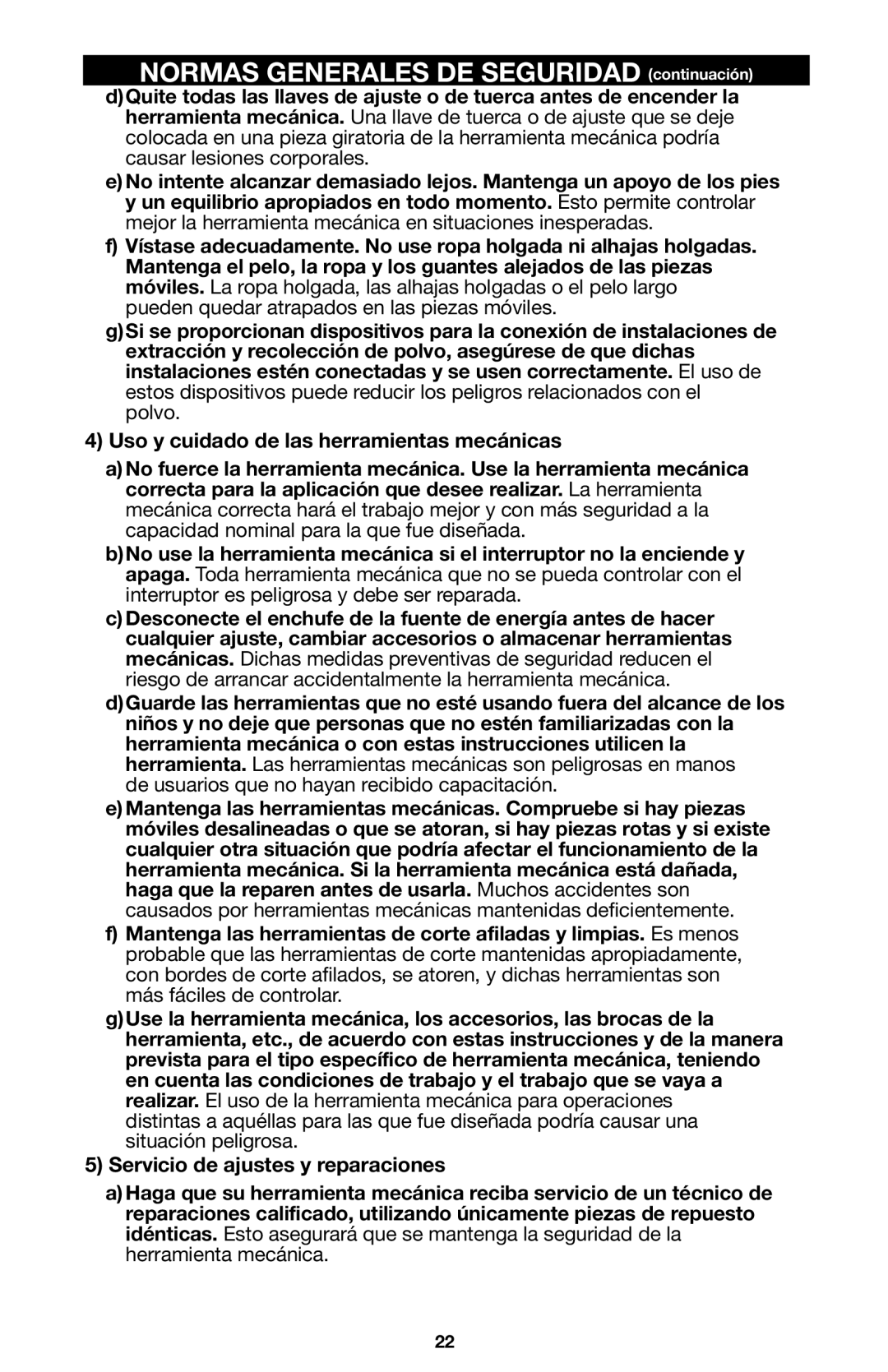 Porter-Cable 745, 746, 748 instruction manual Normas Generales DE Seguridad continuación 