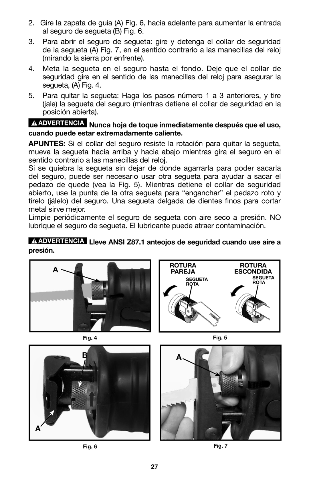 Porter-Cable 746, 745, 748 instruction manual Rotura 