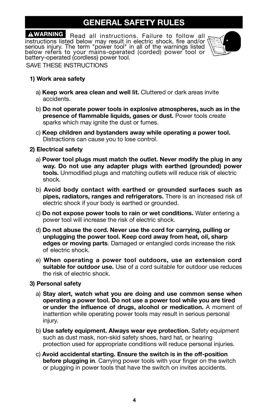 Porter-Cable 745, 746, 748 instruction manual General Safety Rules 