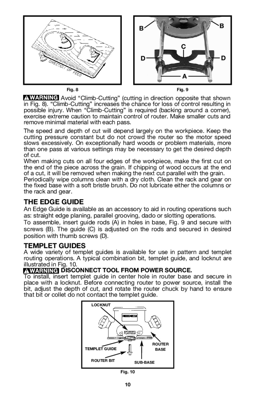 Porter-Cable 7536, 7537 instruction manual Edge Guide, Templet Guides 