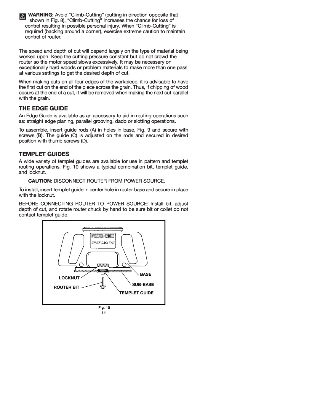 Porter-Cable 7536 instruction manual The Edge Guide, Templet Guides 
