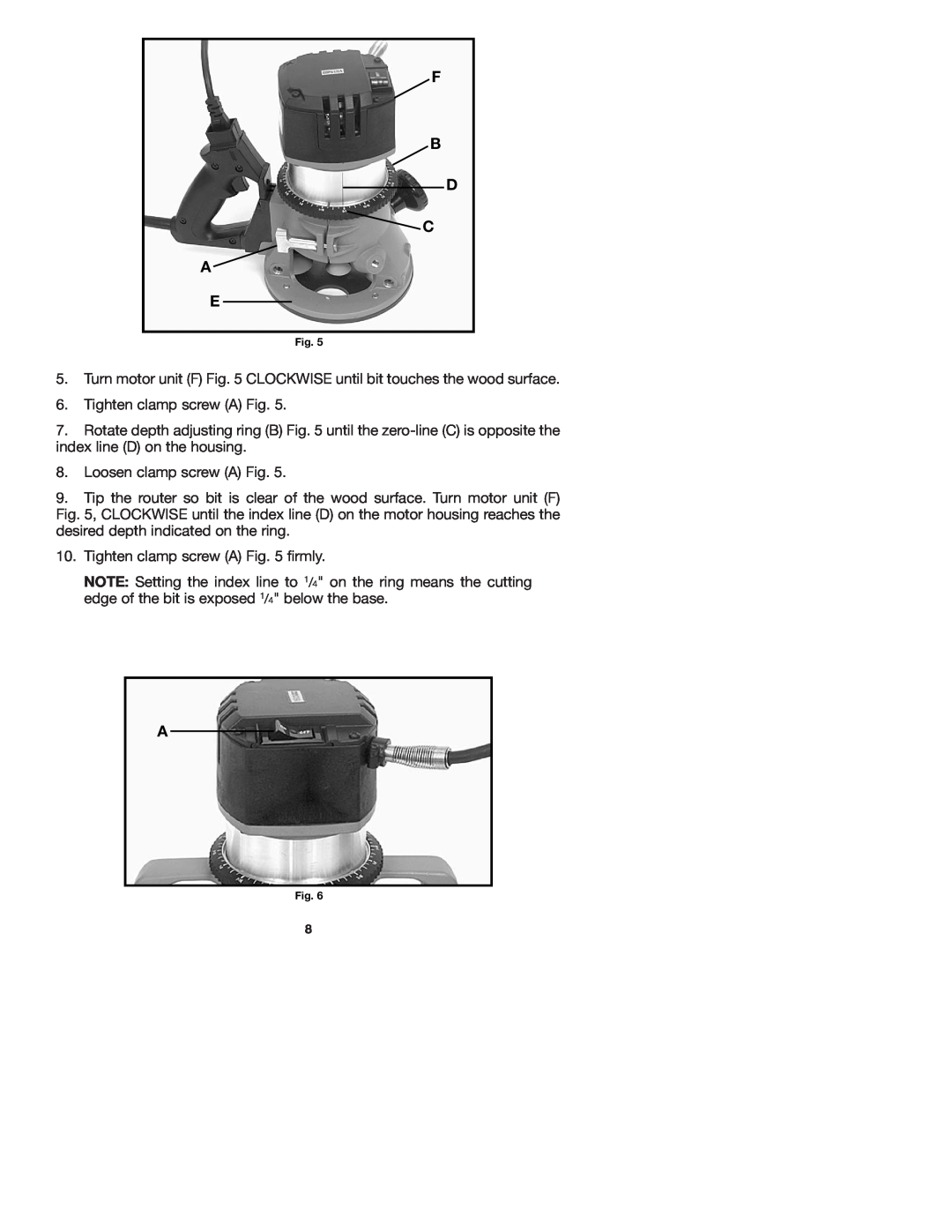 Porter-Cable 7536 instruction manual F B D C A E 