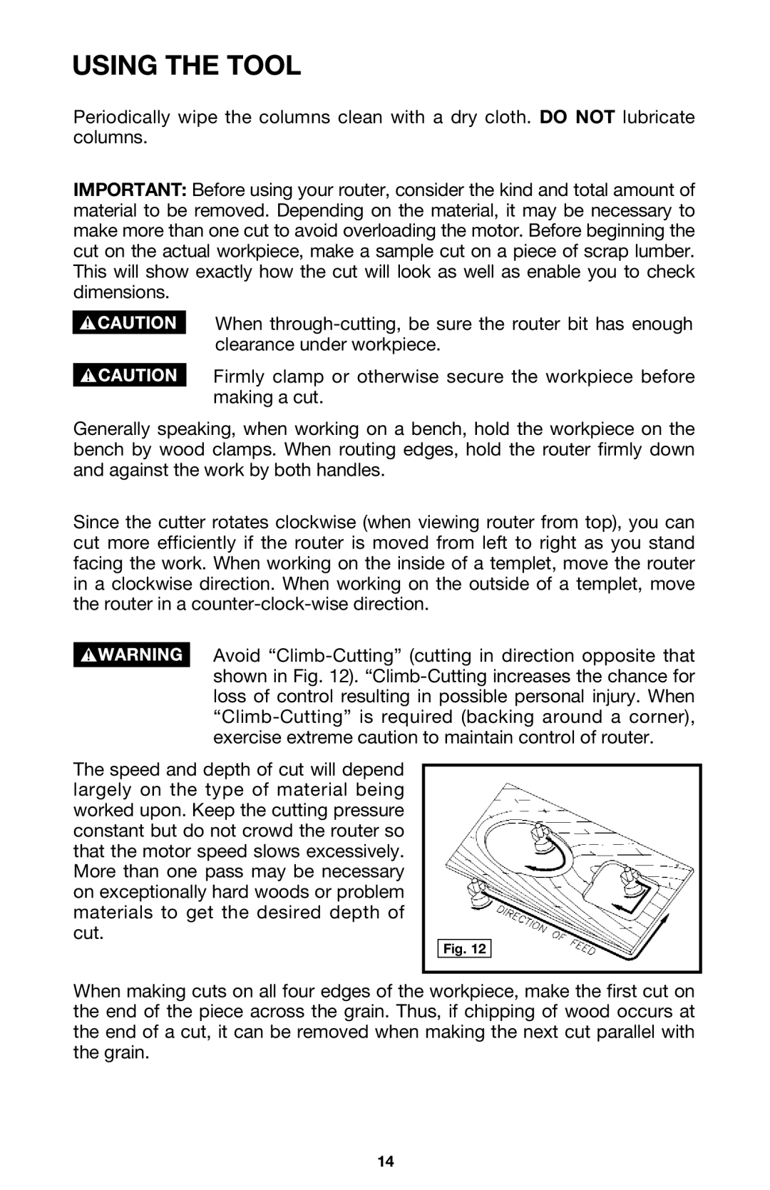 Porter-Cable 7538 instruction manual Using the Tool 