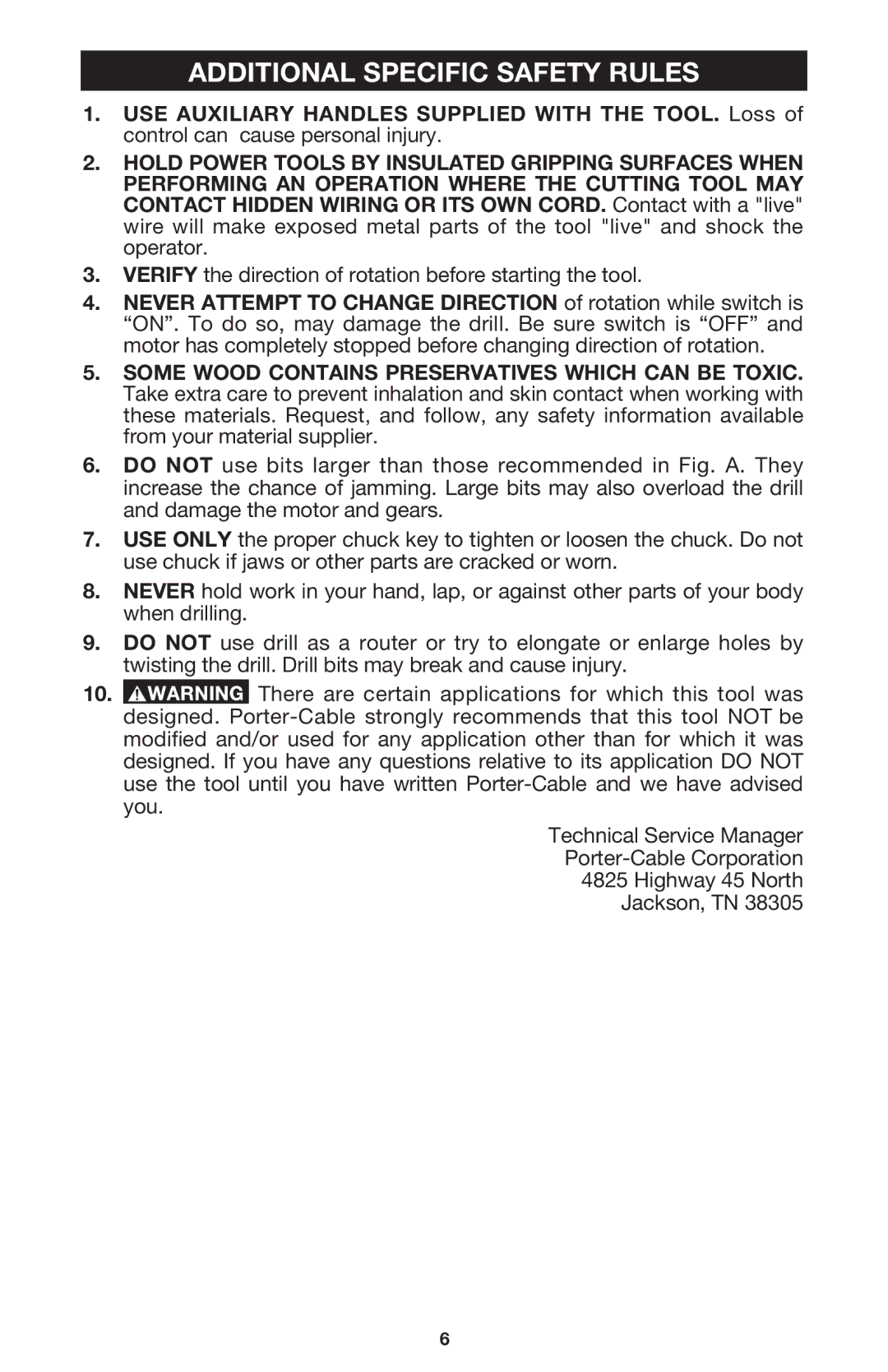 Porter-Cable 7556 instruction manual Additional Specific Safety Rules 