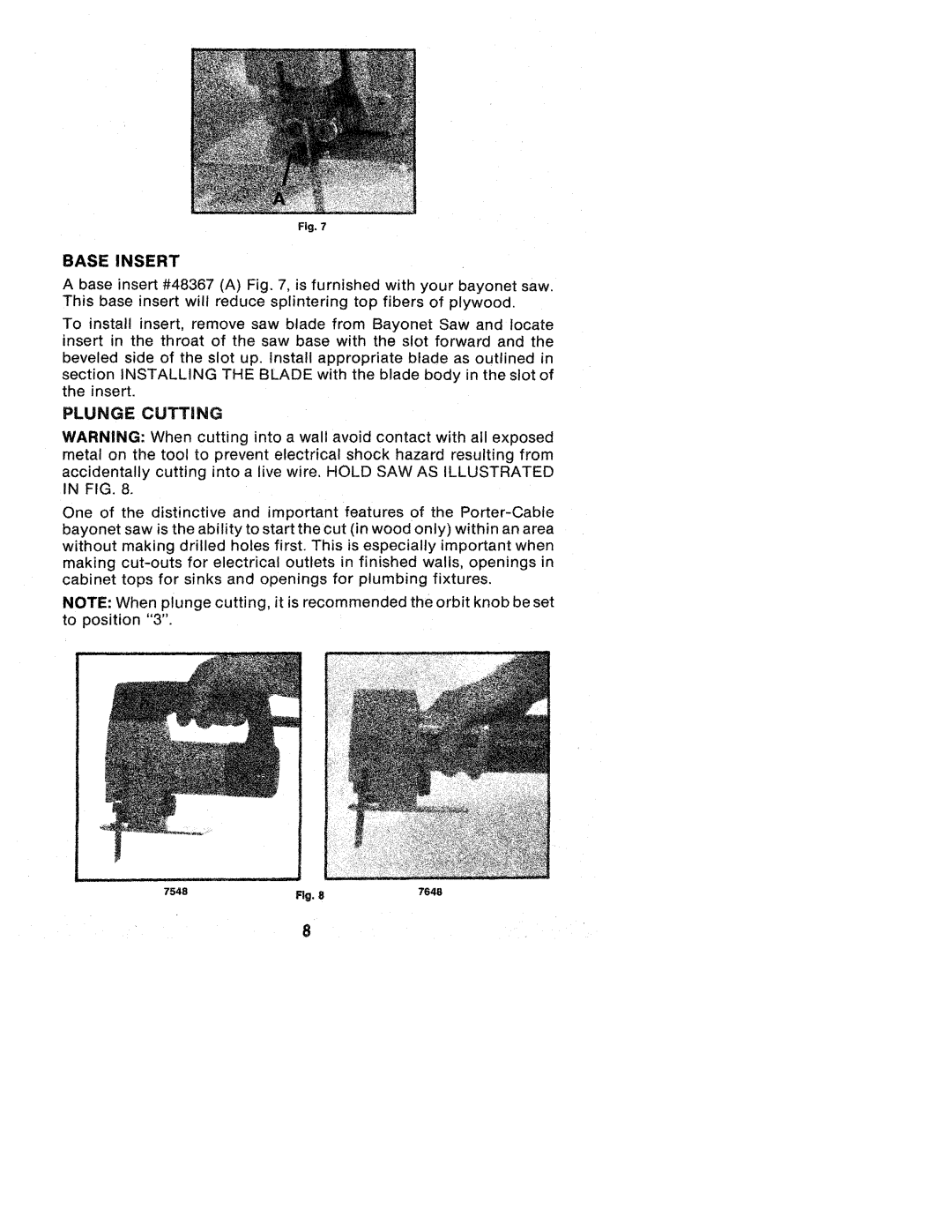 Porter-Cable 7648, 7548 manual 