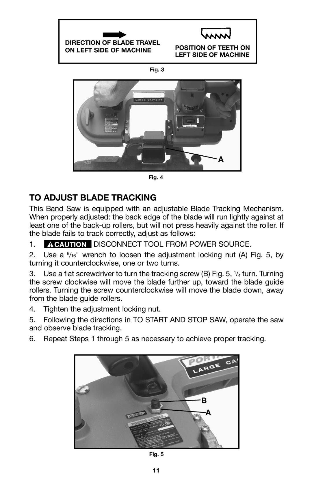 Porter-Cable 7724 instruction manual To Adjust Blade Tracking 