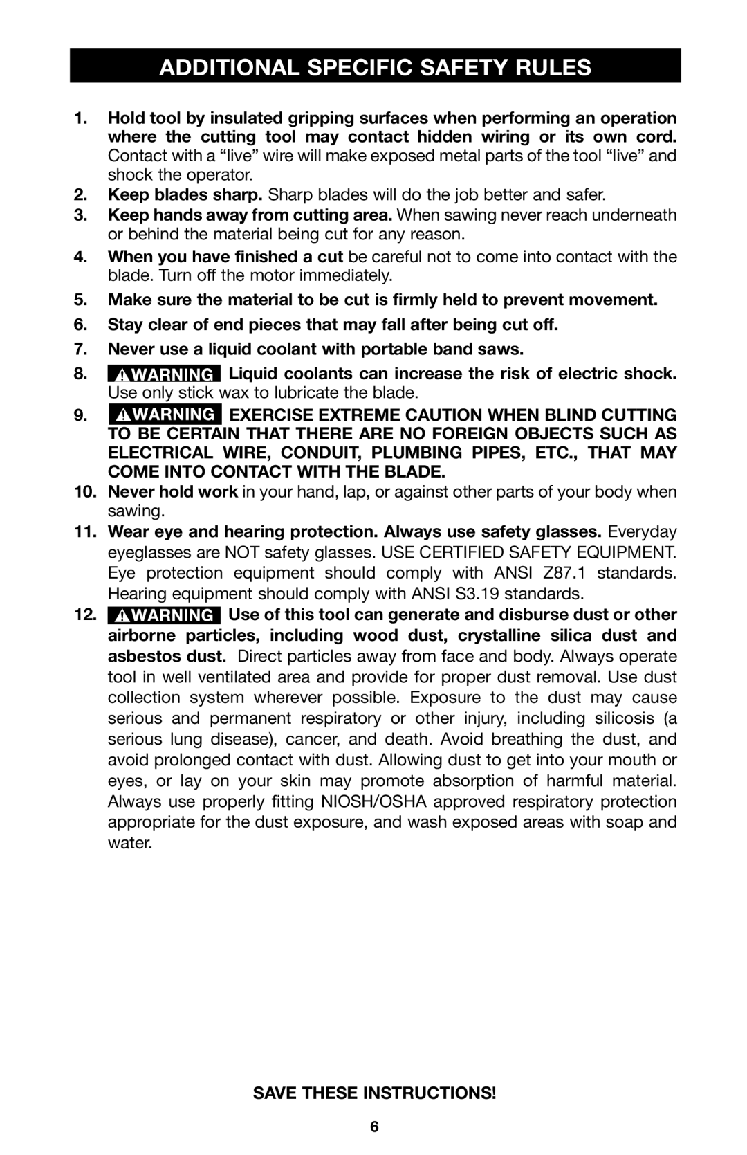 Porter-Cable 7724 instruction manual Additional Specific Safety Rules 