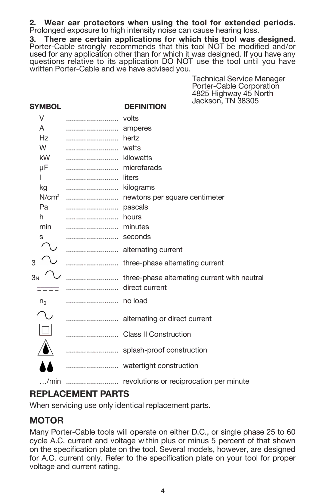 Porter-Cable 7765 instruction manual Replacement Parts, Motor 