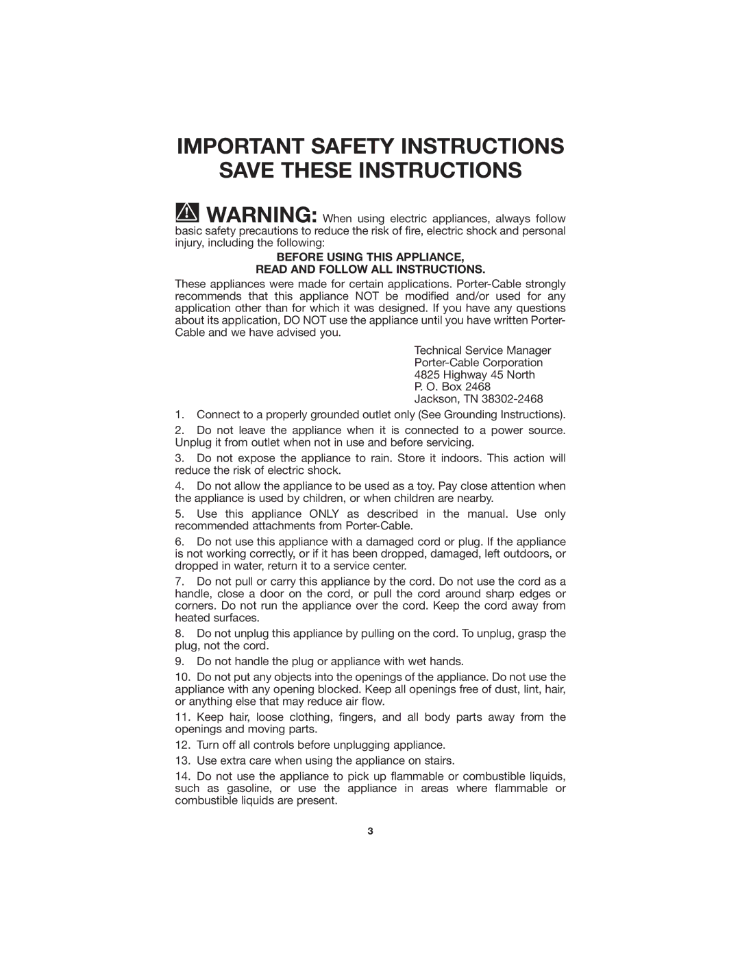 Porter-Cable 7812 instruction manual Important Safety Instructions 