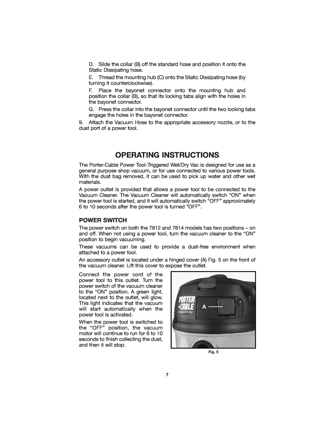 Porter-Cable 7812 instruction manual Operating Instructions, Power Switch 