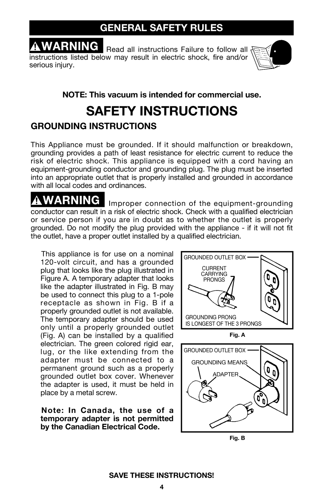 Porter-Cable 7814 instruction manual General Safety Rules, Grounding Instructions 