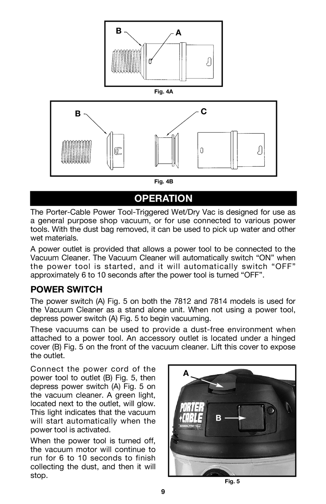 Porter-Cable 7814 instruction manual Operation, Power Switch 