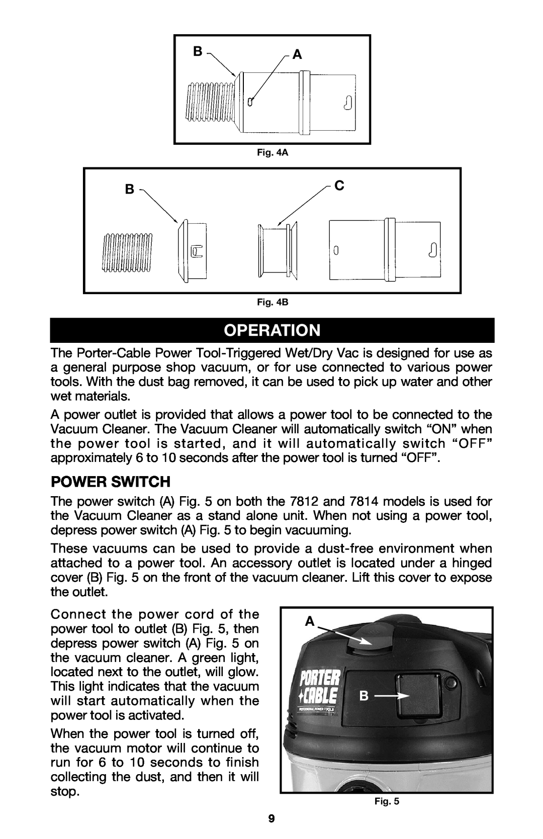 Porter-Cable 7814 instruction manual Operation, Power Switch 