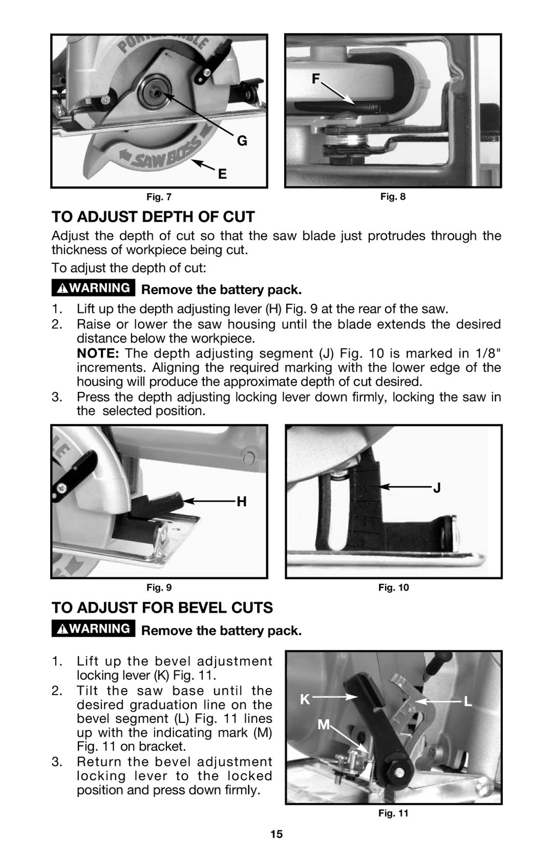 Porter-Cable 844 instruction manual To Adjust Depth of CUT, To Adjust for Bevel Cuts 