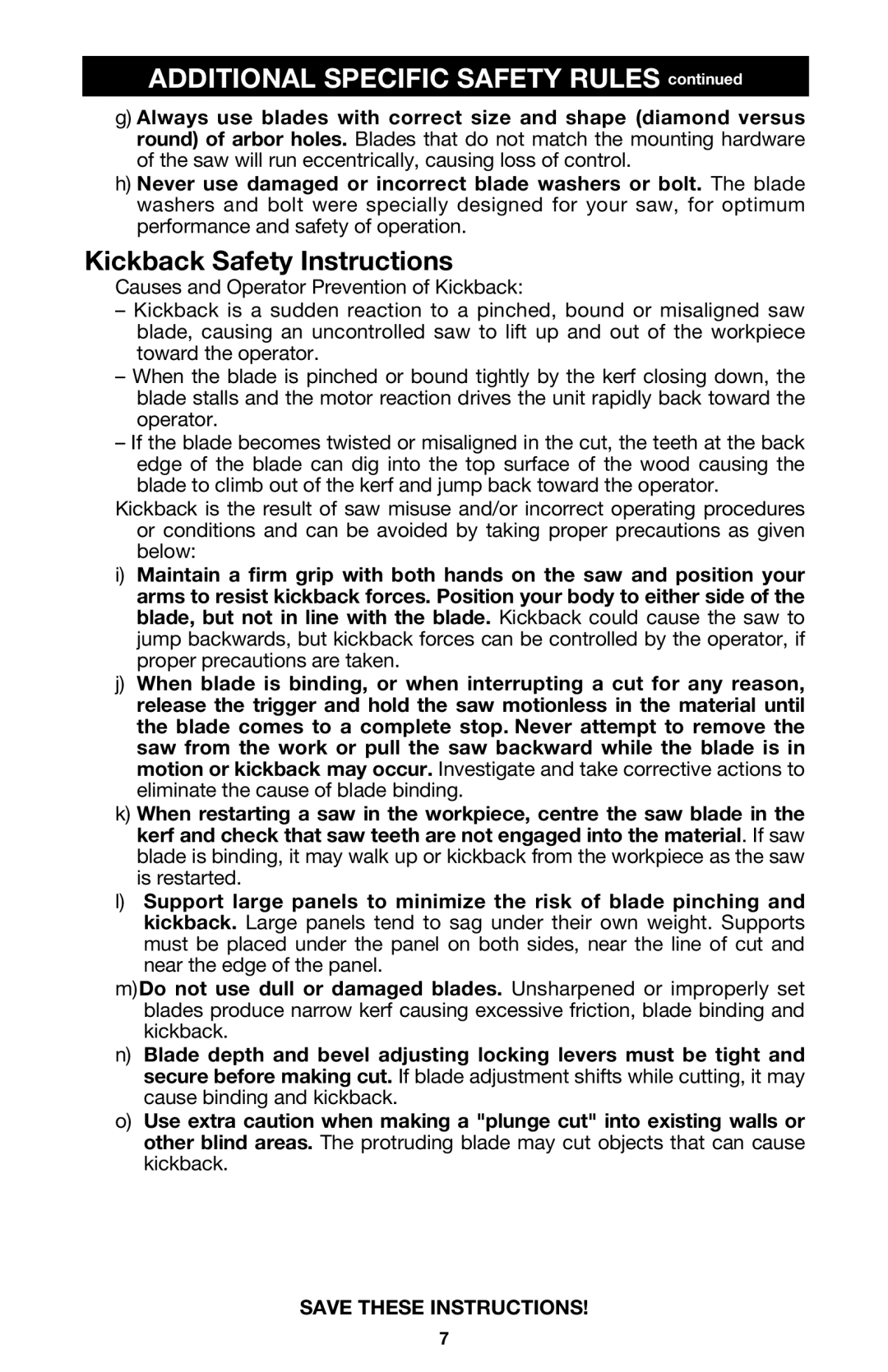 Porter-Cable 844 instruction manual Additional Specific Safety Rules 