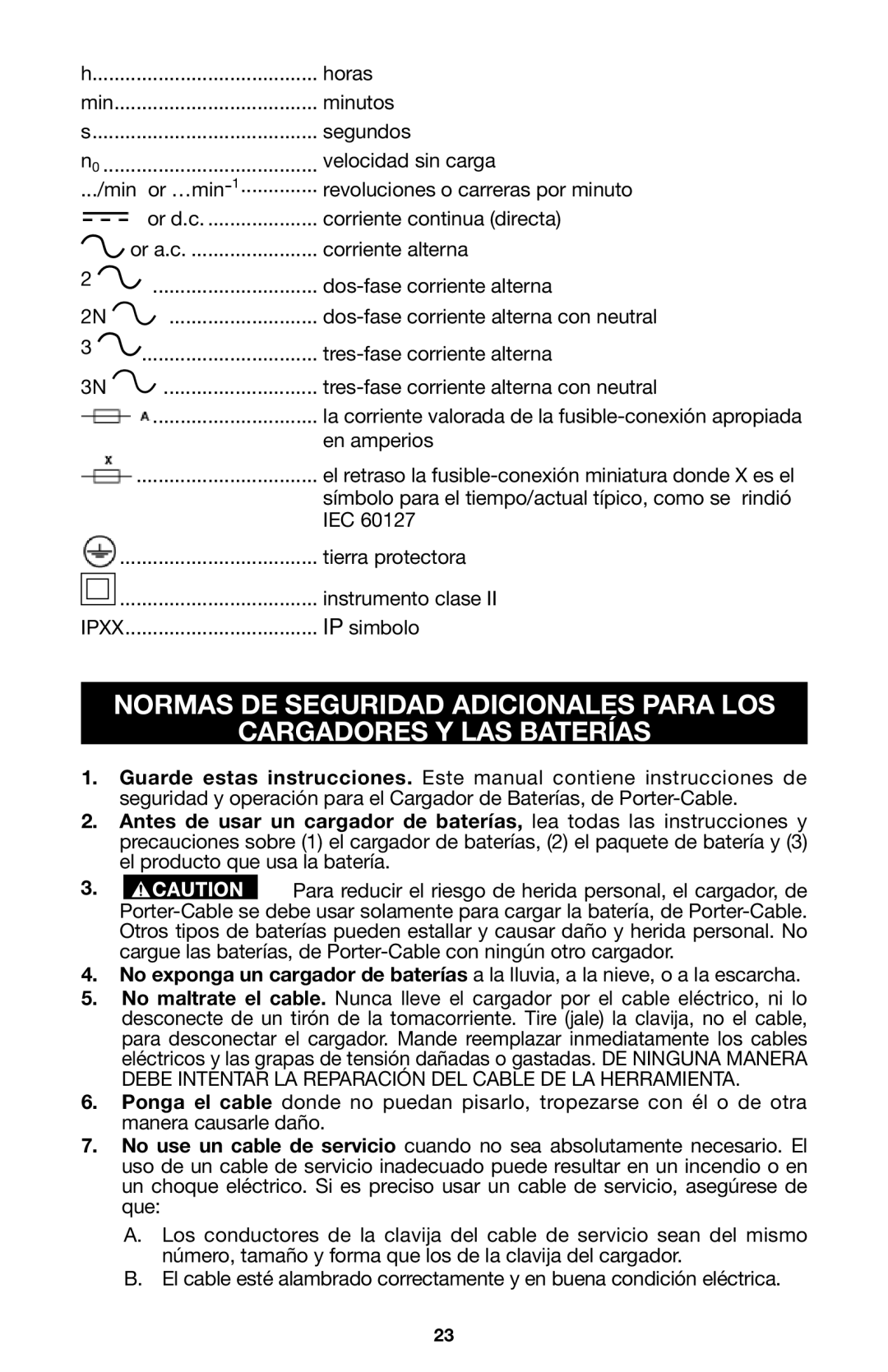 Porter-Cable 837, 8823 instruction manual Horas 