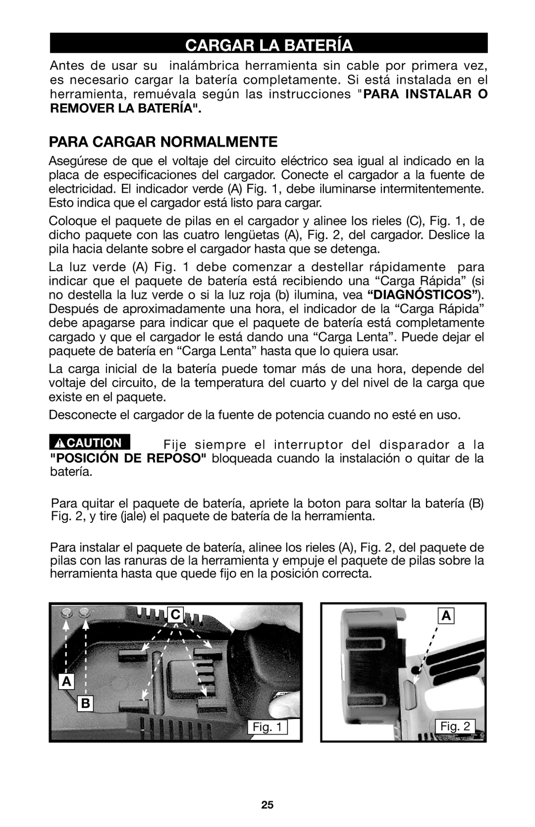 Porter-Cable 837, 8823 instruction manual Cargar LA Batería, Para Cargar Normalmente 