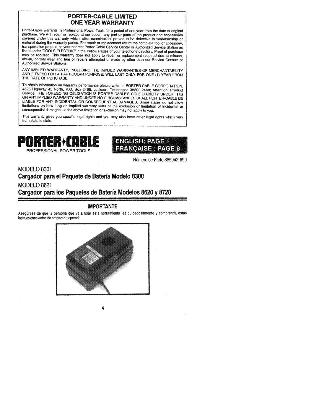 Porter-Cable 885942-699 manual 