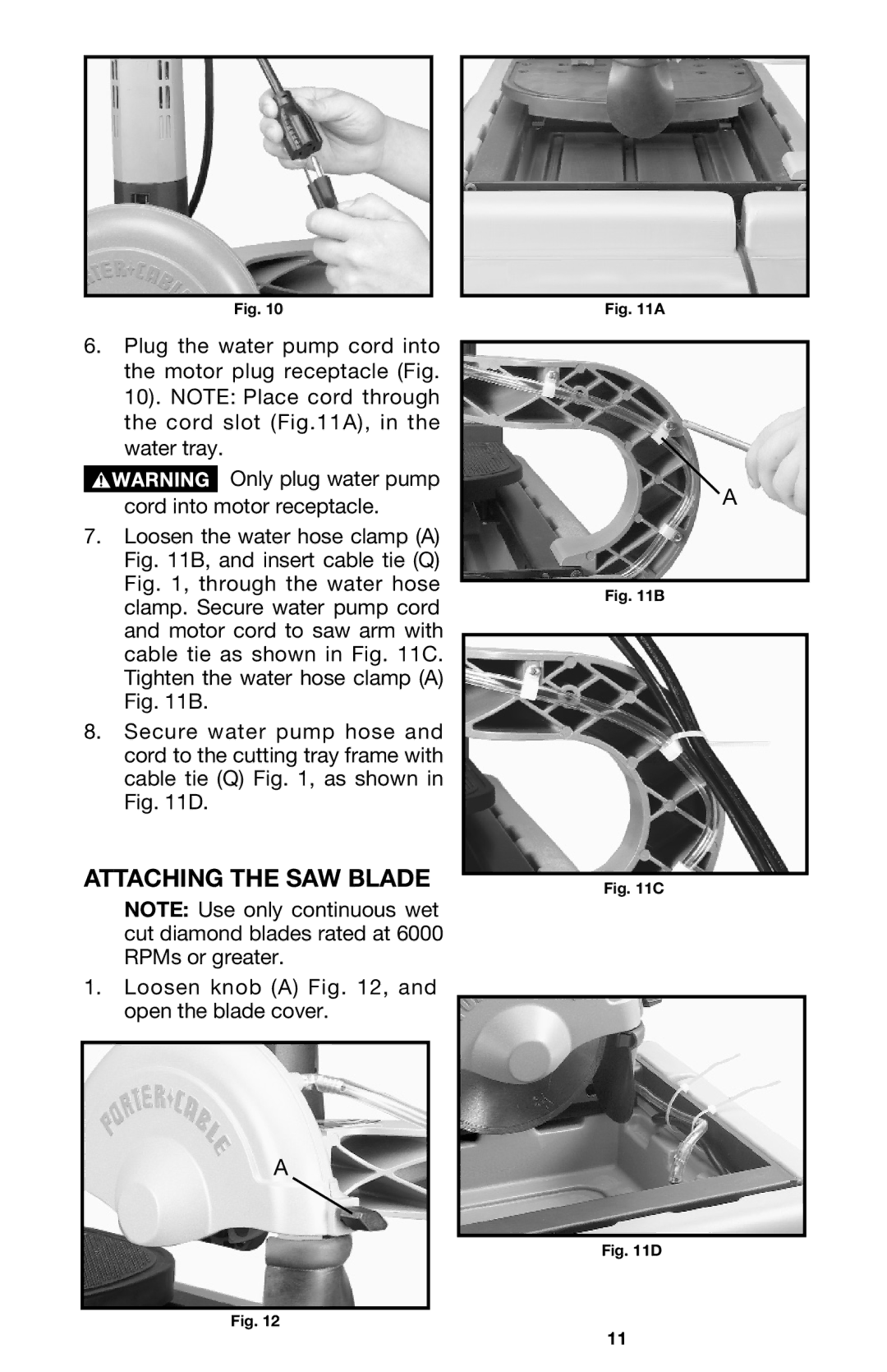 Porter-Cable 1500, 895736 instruction manual Attaching the SAW Blade 