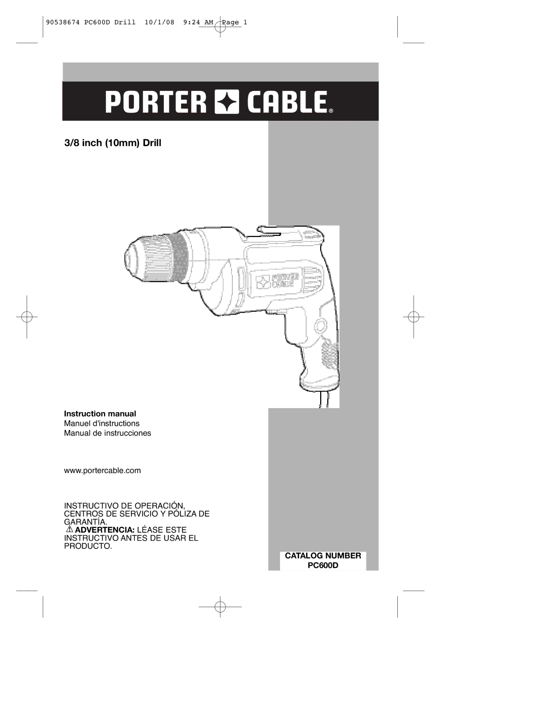 Porter-Cable PC600D, 90538674 instruction manual Advertencia Léase Este, Catalog Number 