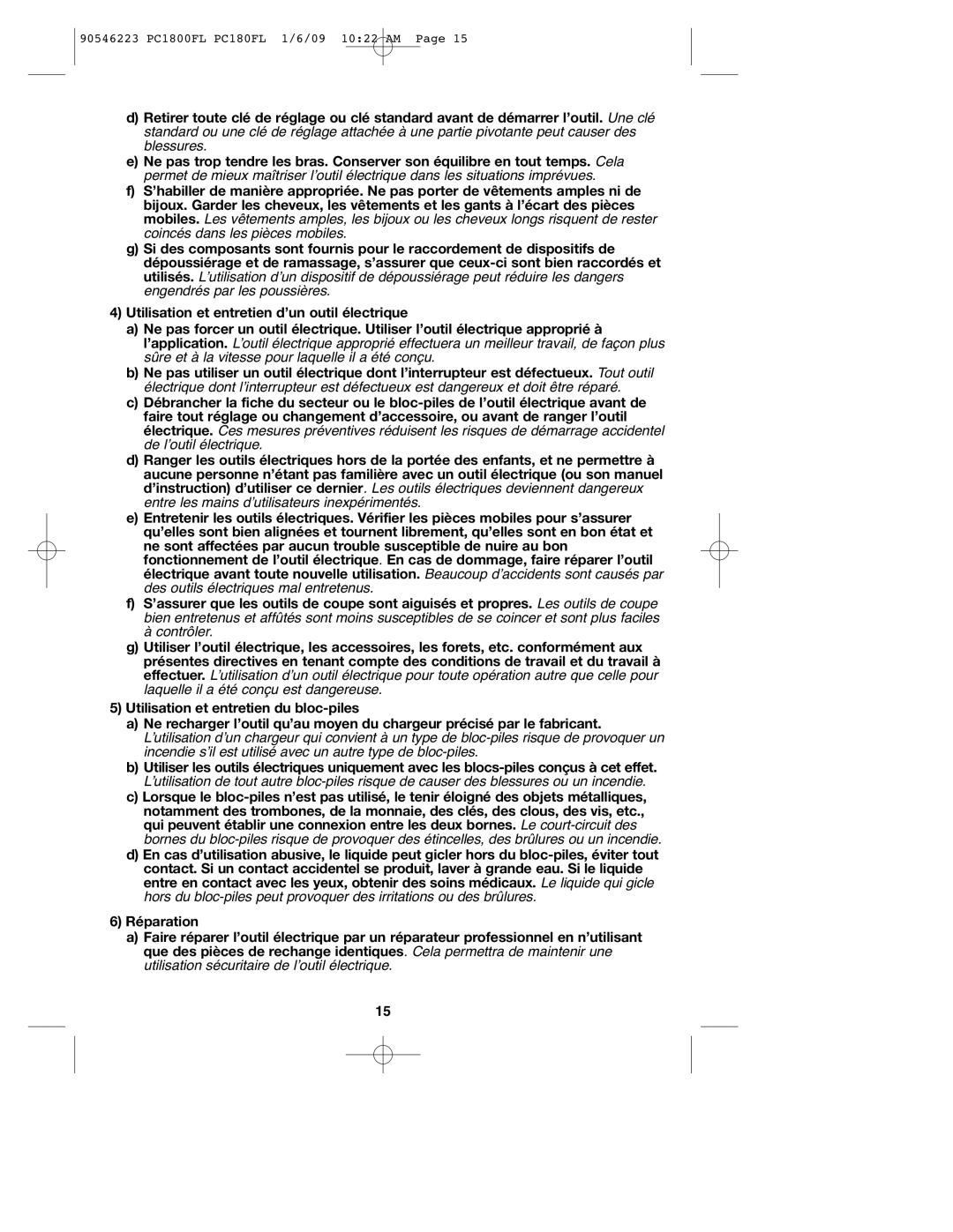 Porter-Cable PCL180FL instruction manual 90546223 PC1800FL PC180FL 1/6/09 1022 AM 