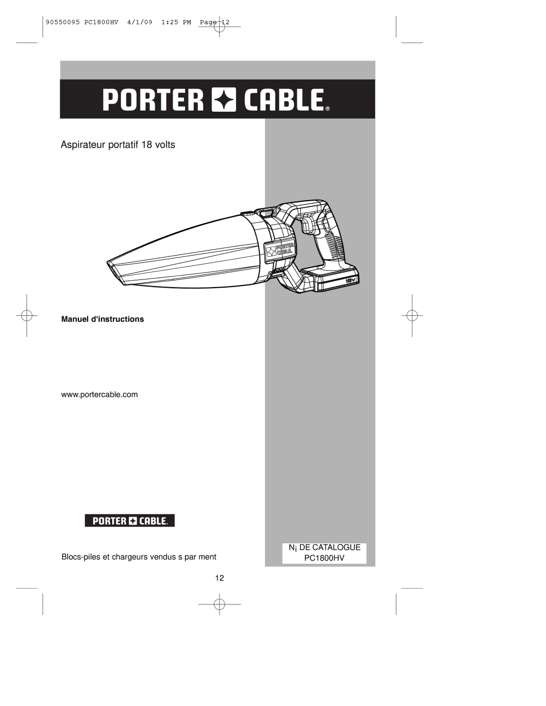 Porter-Cable 90550095, PC1800HV instruction manual DE Catalogue 