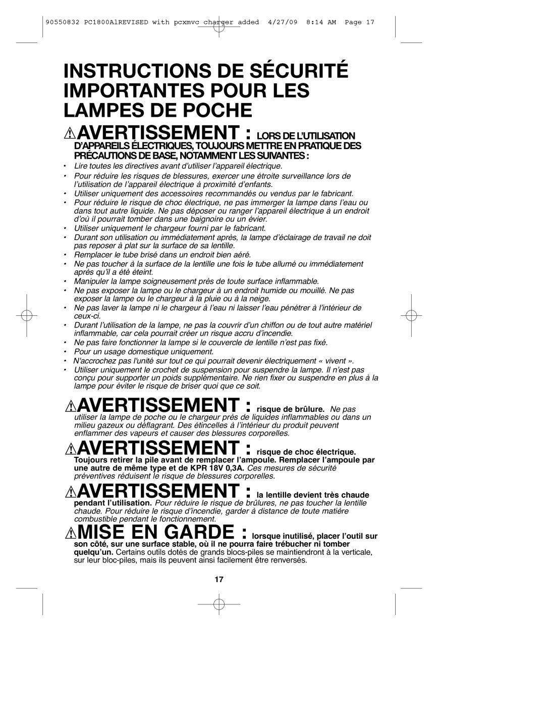 Porter-Cable PC1800AL, 90550832 instruction manual 