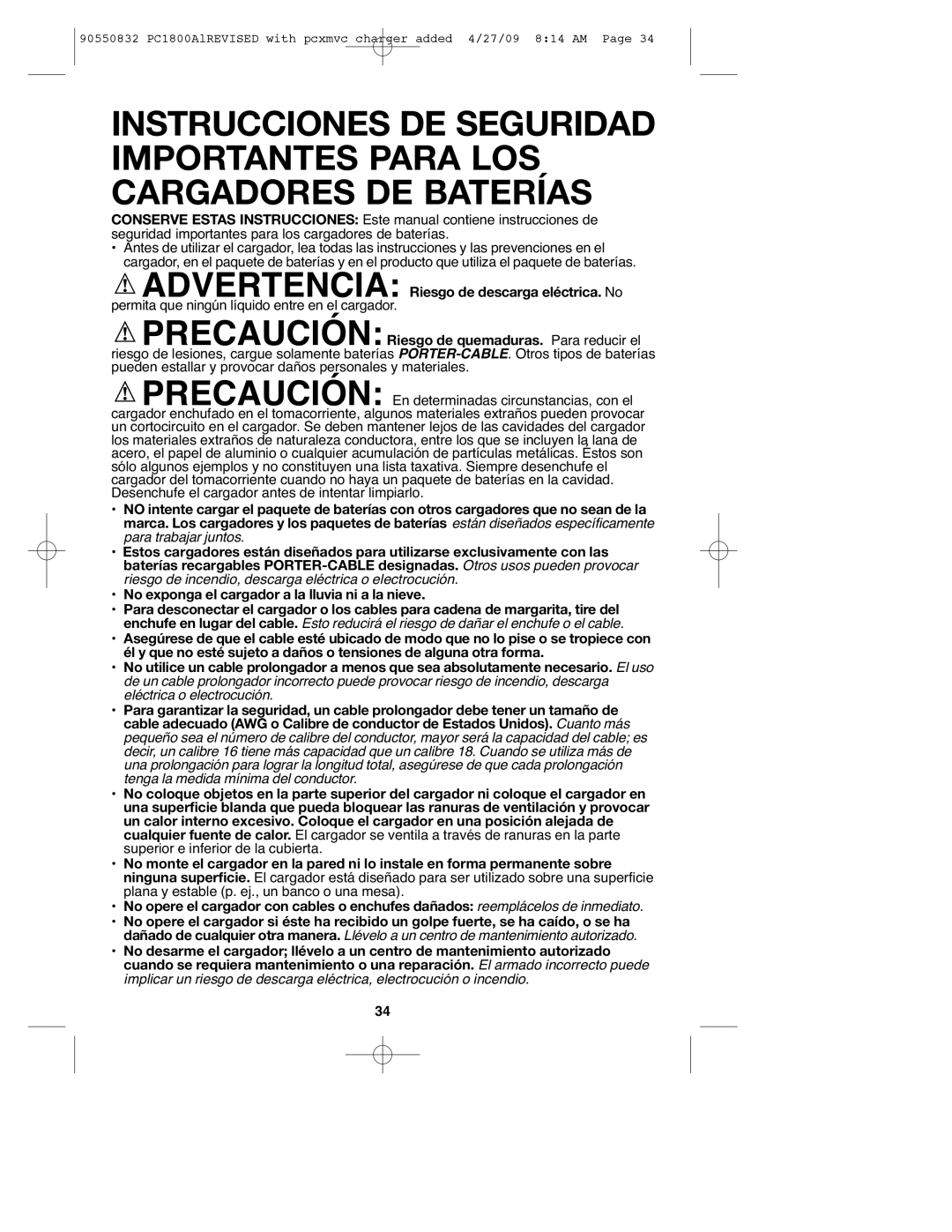 Porter-Cable 90550832, PC1800AL instruction manual 