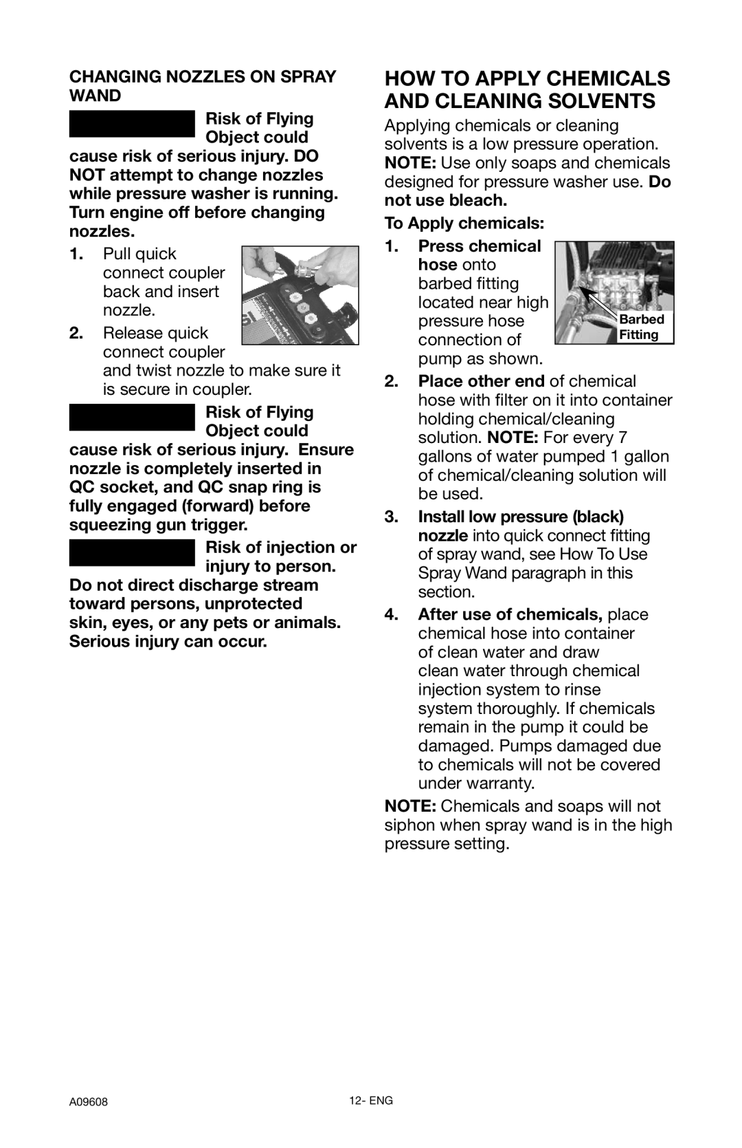 Porter-Cable A09608-0412-0, PCH3200 instruction manual HOW to Apply Chemicals and Cleaning Solvents, To Apply chemicals 