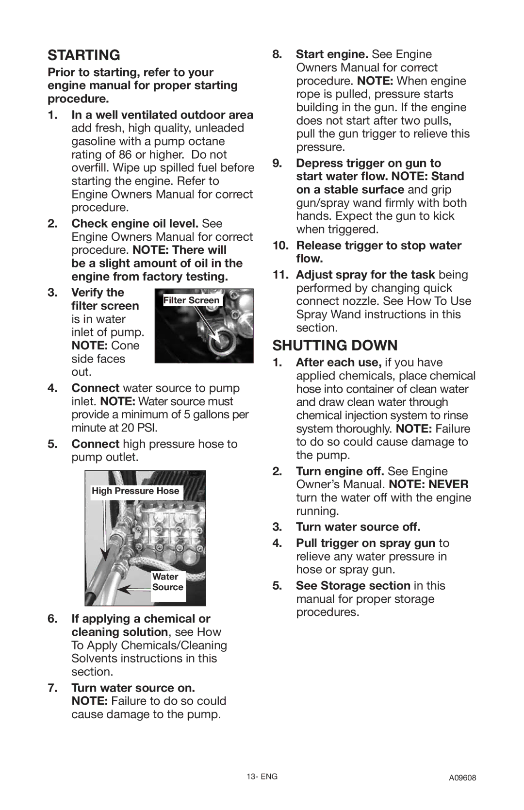 Porter-Cable PCH3200, A09608-0412-0 instruction manual Starting, Shutting Down 