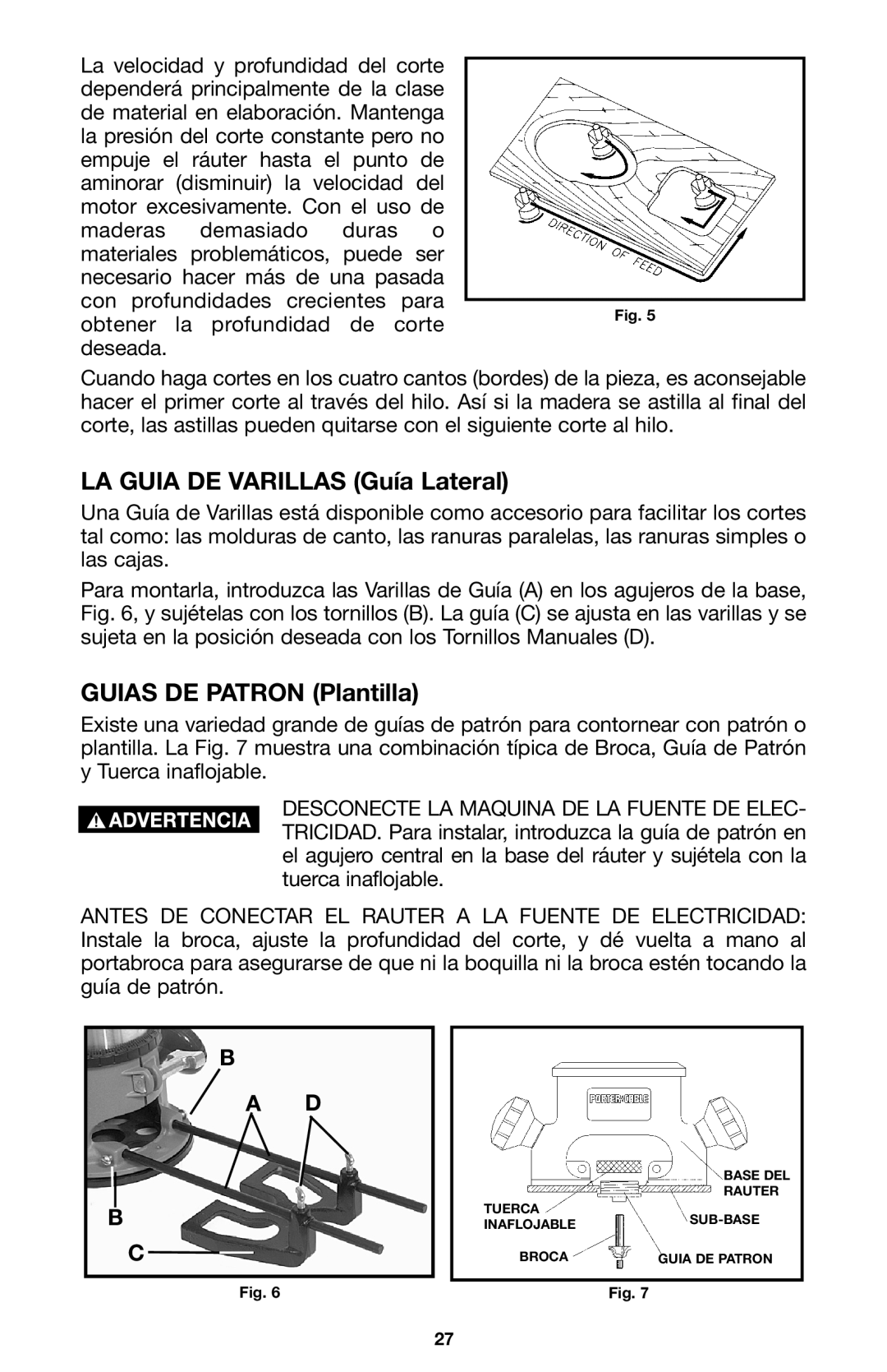 Porter-Cable A15149 instruction manual LA Guia DE Varillas Guía Lateral 