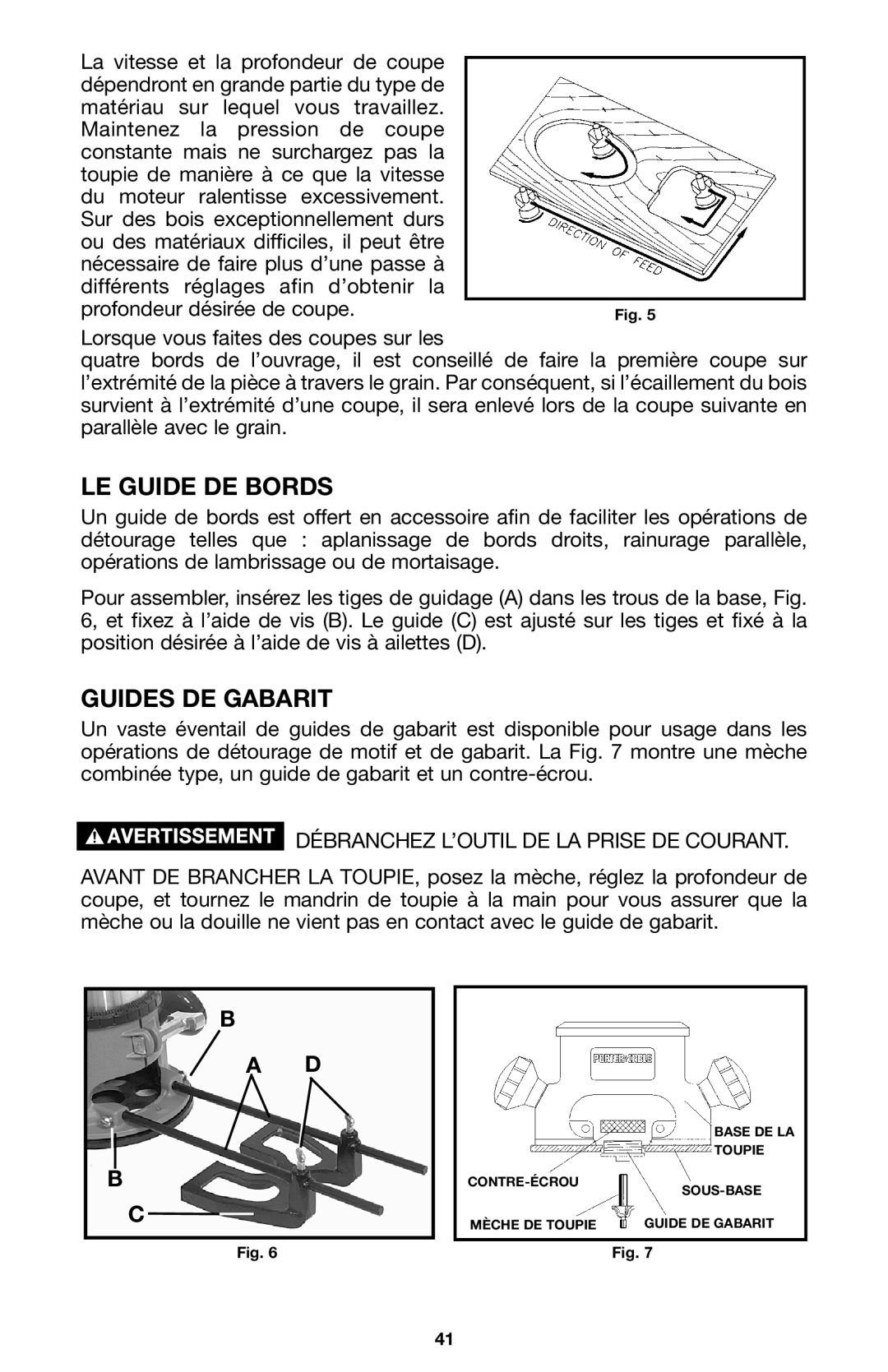 Porter-Cable A15149 instruction manual LE Guide DE Bords, Guides DE Gabarit 