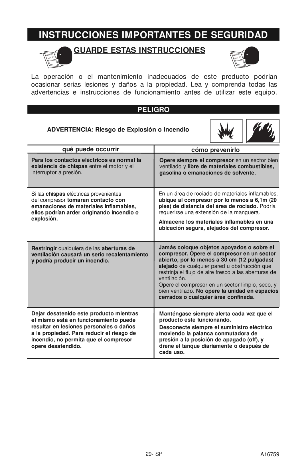 Porter-Cable A16759 instruction manual Instrucciones Importantes DE Seguridad, Cómo prevenirlo 