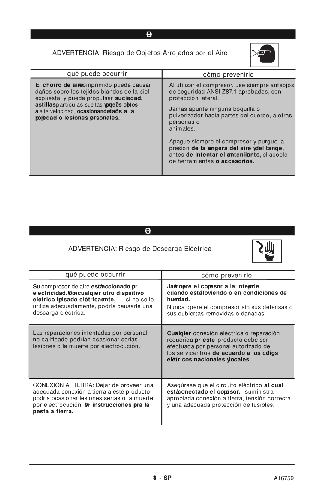 Porter-Cable instruction manual SP A16759 