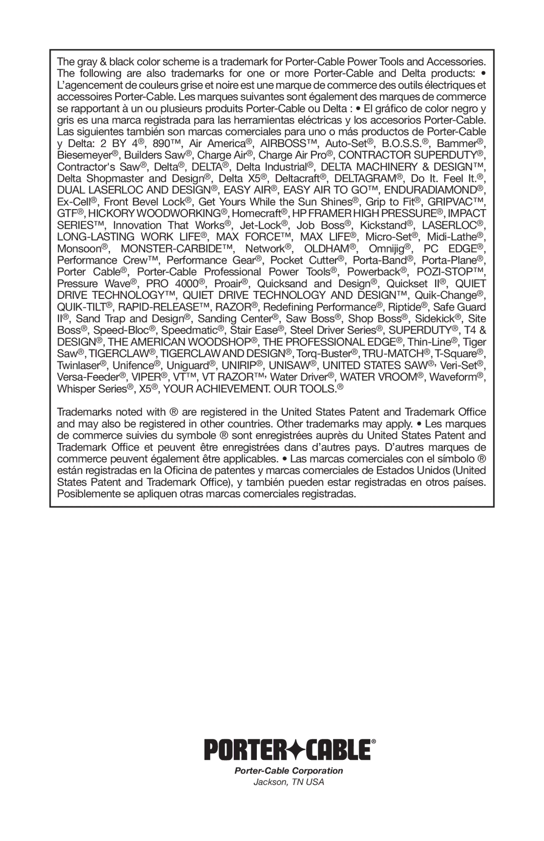 Porter-Cable A17914-05-10-06, PCE1700 instruction manual Porter-Cable Corporation 