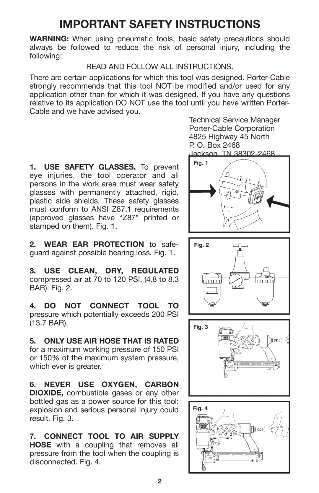 Porter-Cable BN125A instruction manual Important Safety Instructions, Read and Follow ALL Instructions 