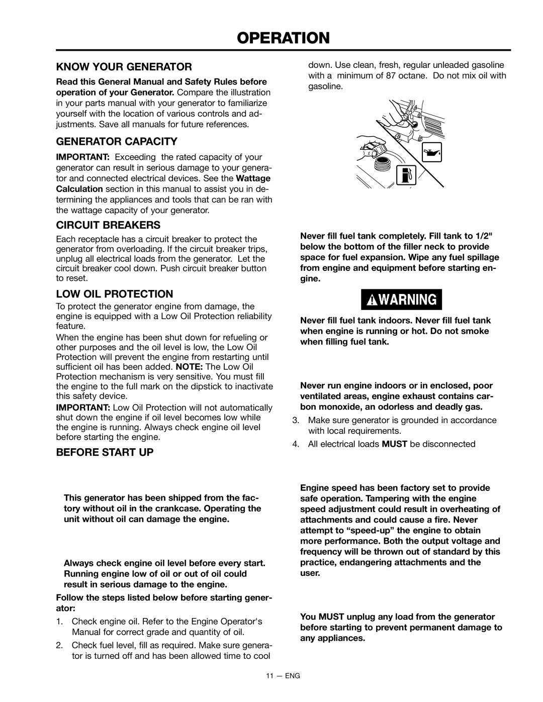 Porter-Cable BSI550 instruction manual Operation 