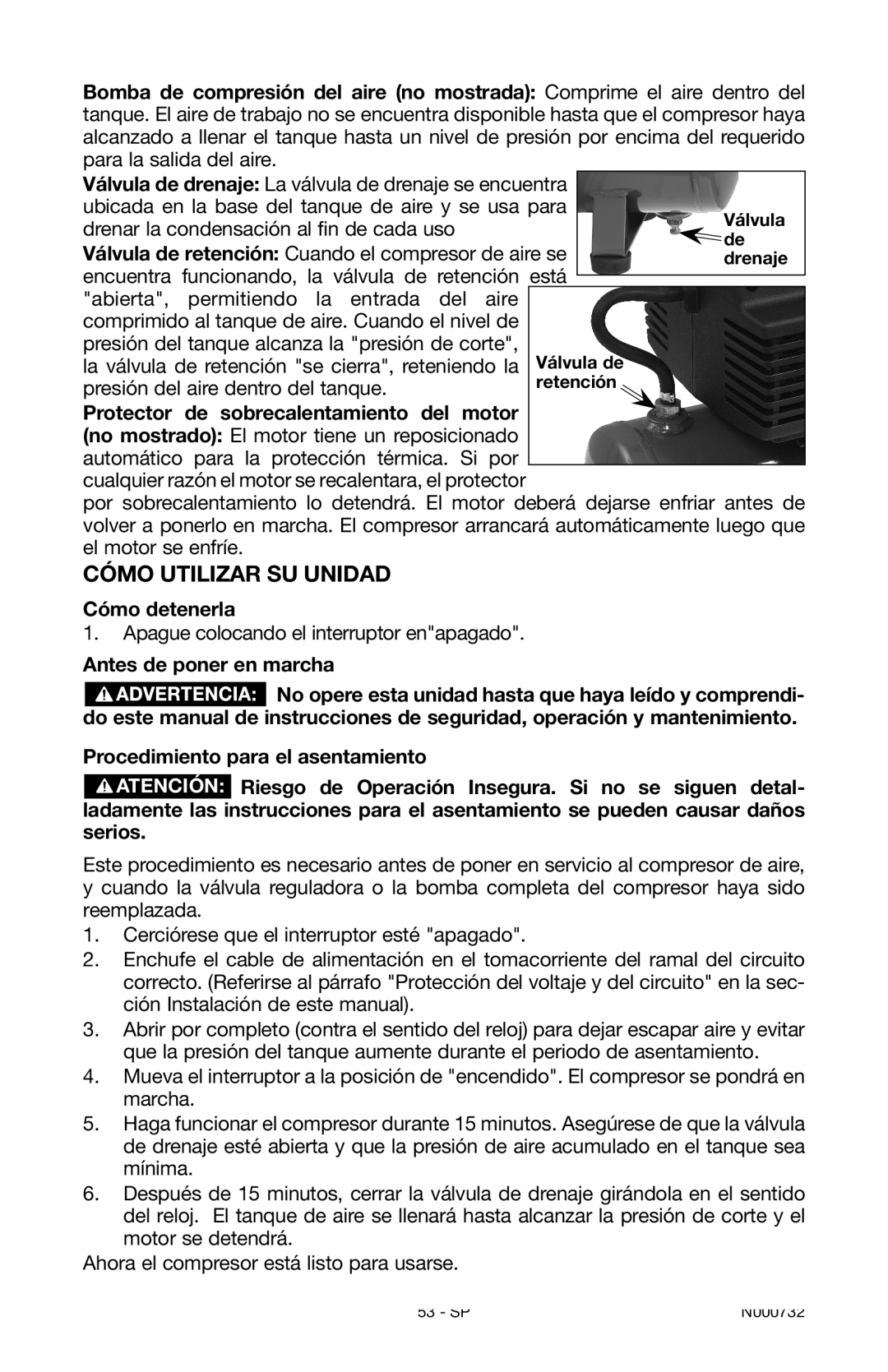 Porter-Cable C2025 instruction manual Cómo utilizar su unidad, Cómo detenerla 