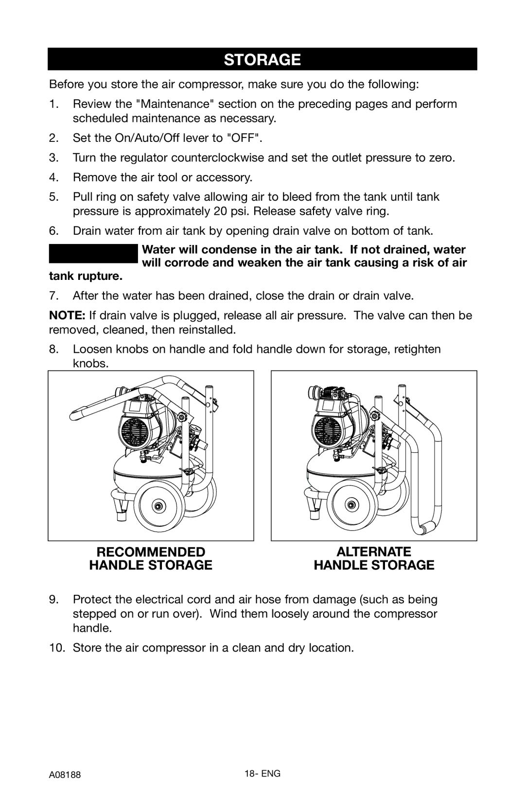 Porter-Cable C2150 instruction manual Storage 