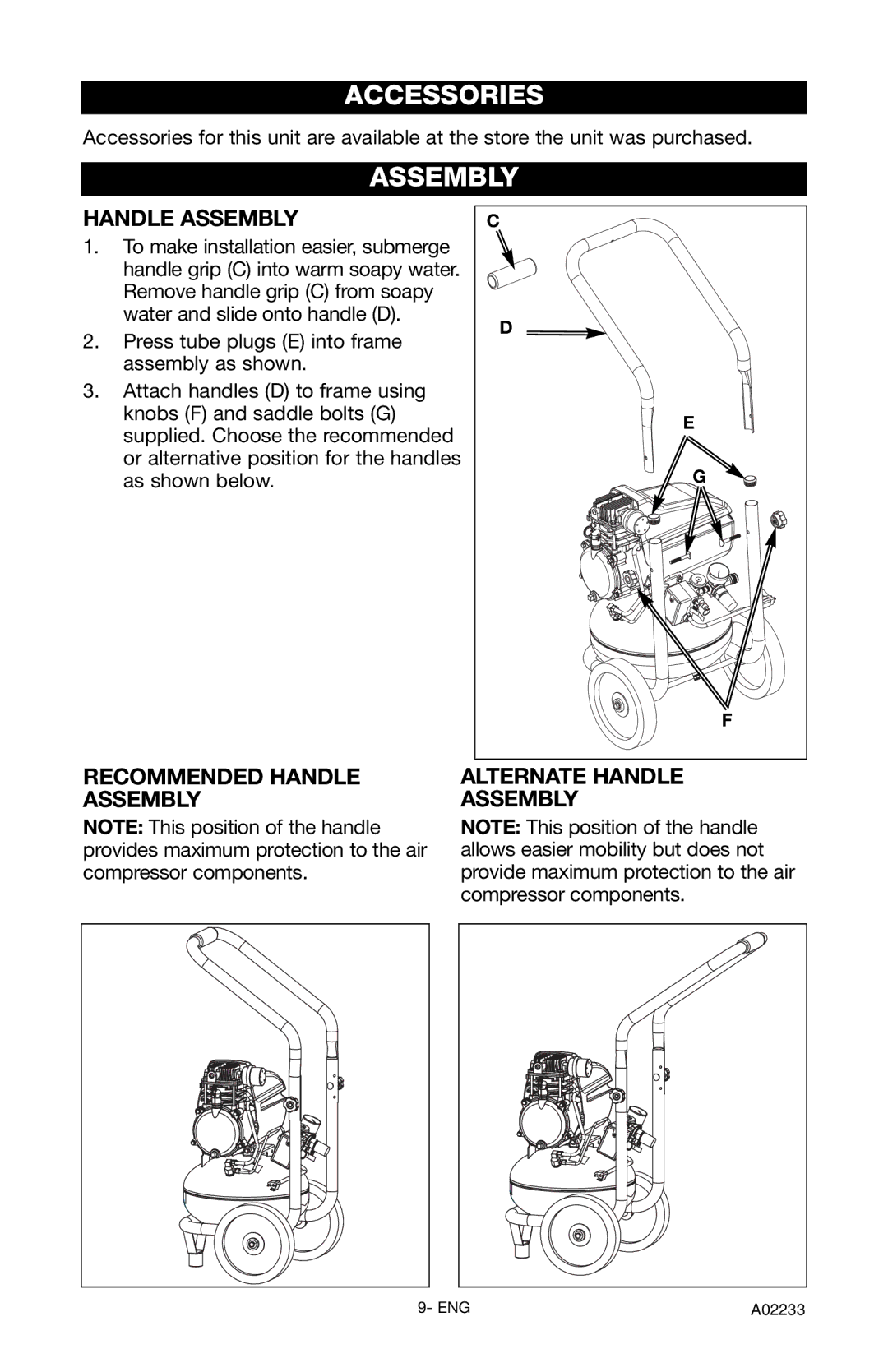 Porter-Cable C2550 instruction manual Accessories, Assembly 