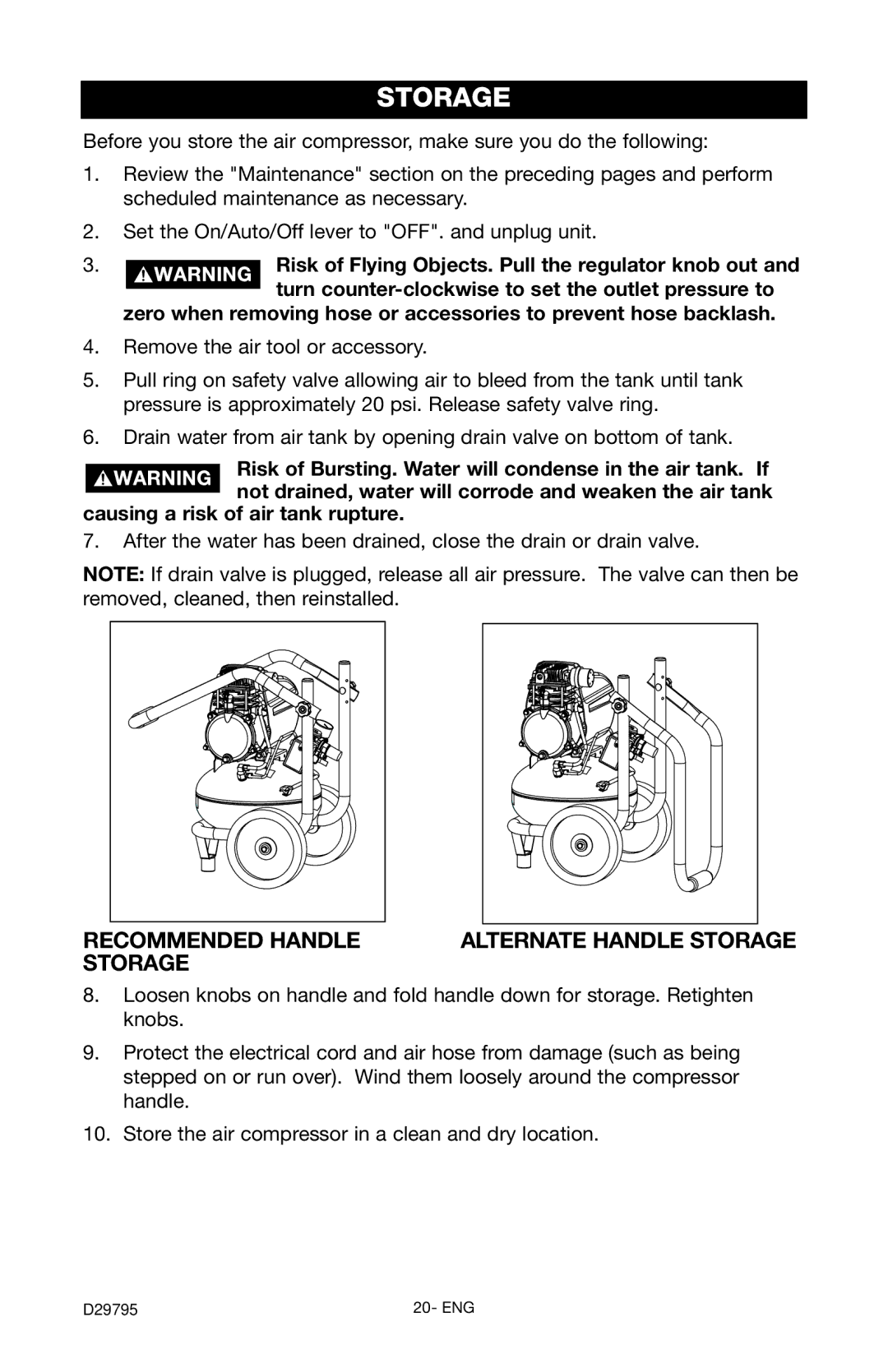 Porter-Cable C2555 instruction manual Recommended Handle Alternate Handle Storage 