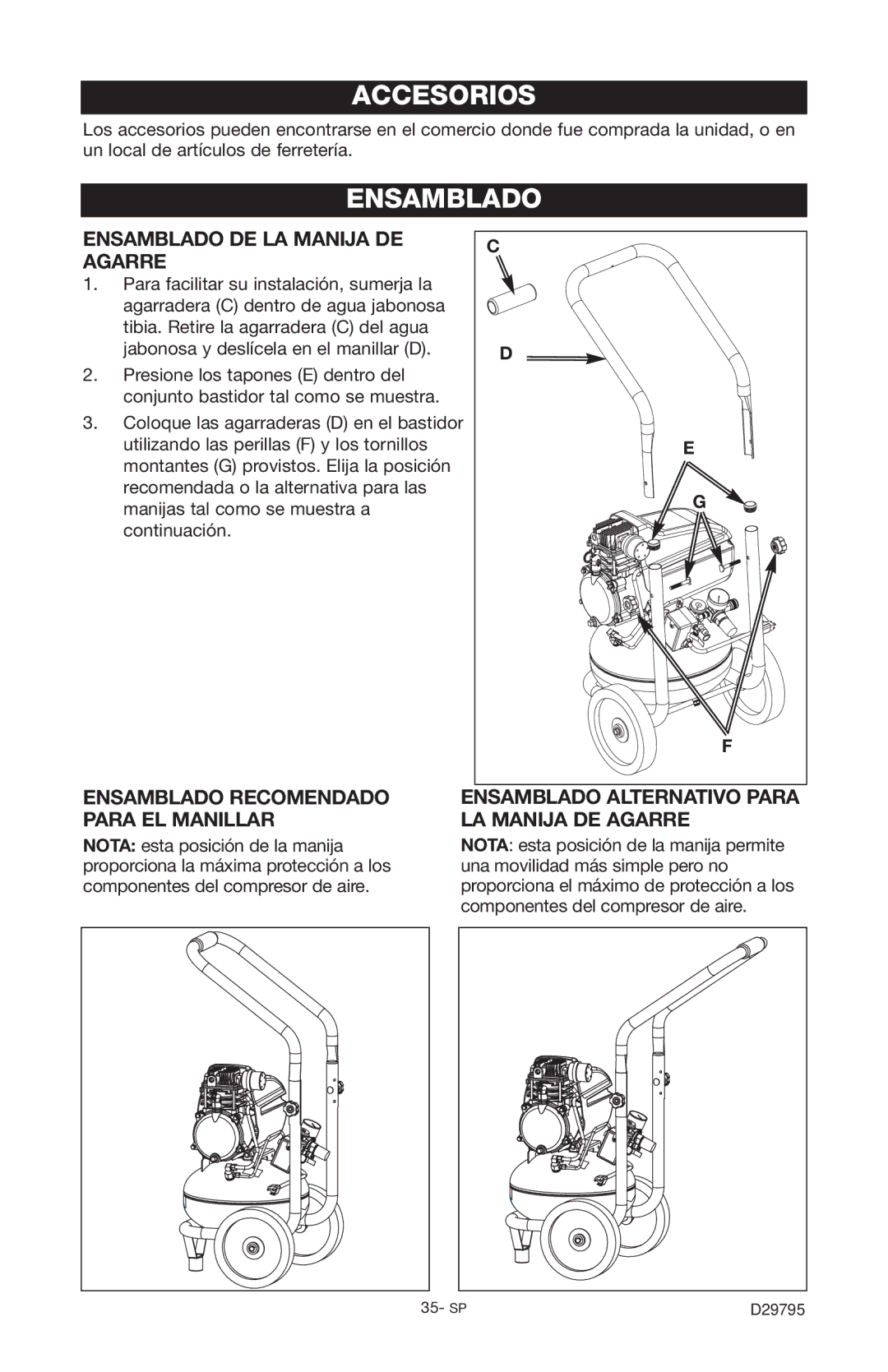 Porter-Cable C2555 instruction manual Accesorios, Ensamblado 