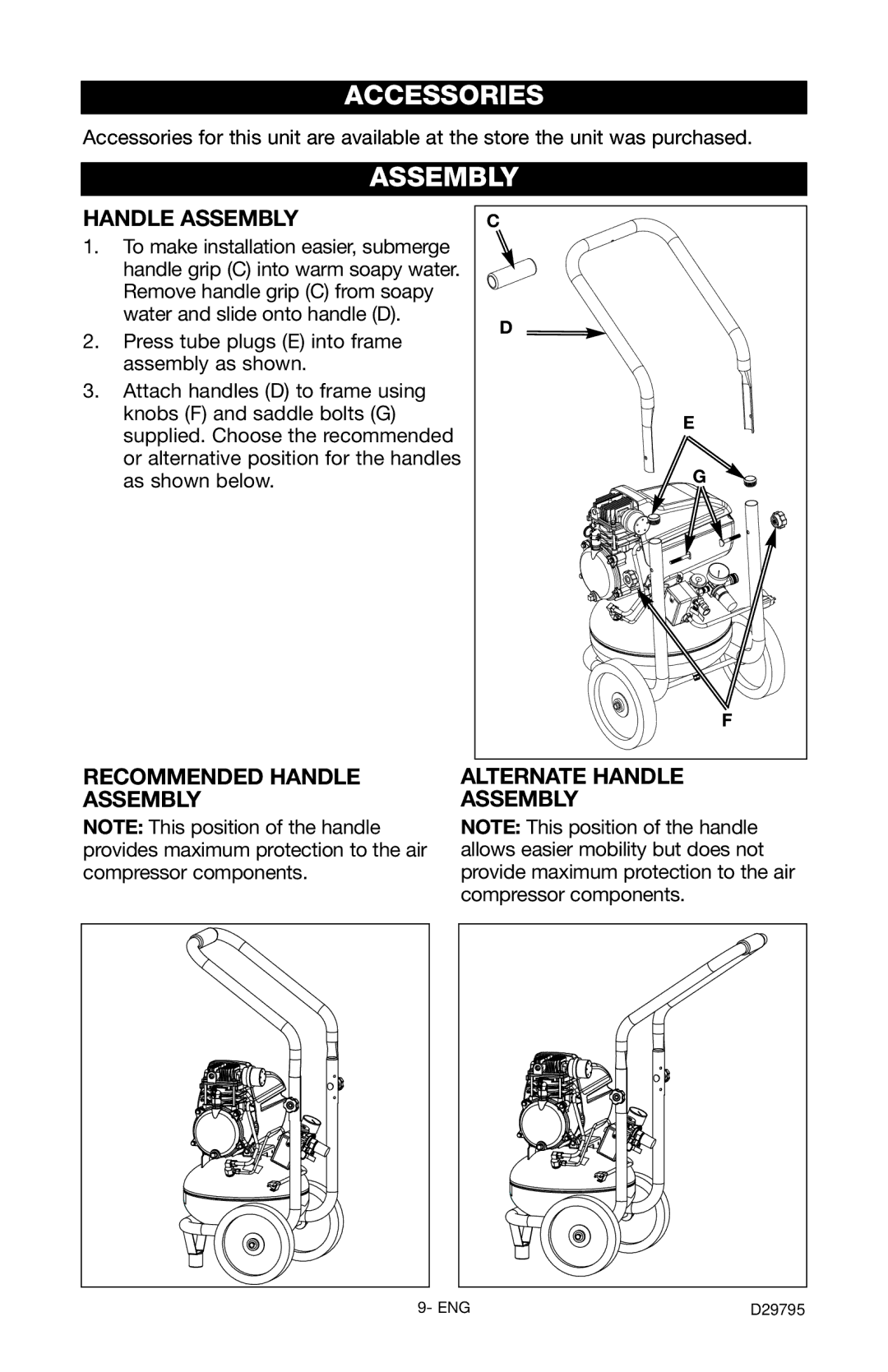 Porter-Cable C2555 instruction manual Accessories, Assembly 