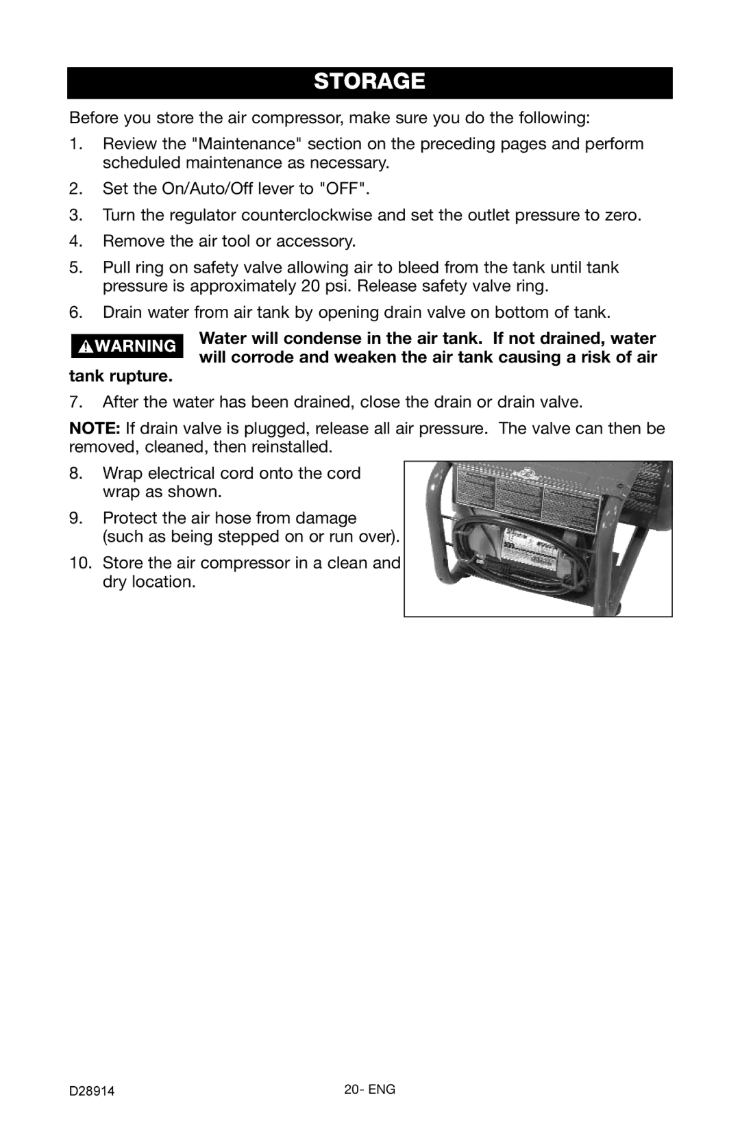 Porter-Cable C3550 instruction manual Storage 