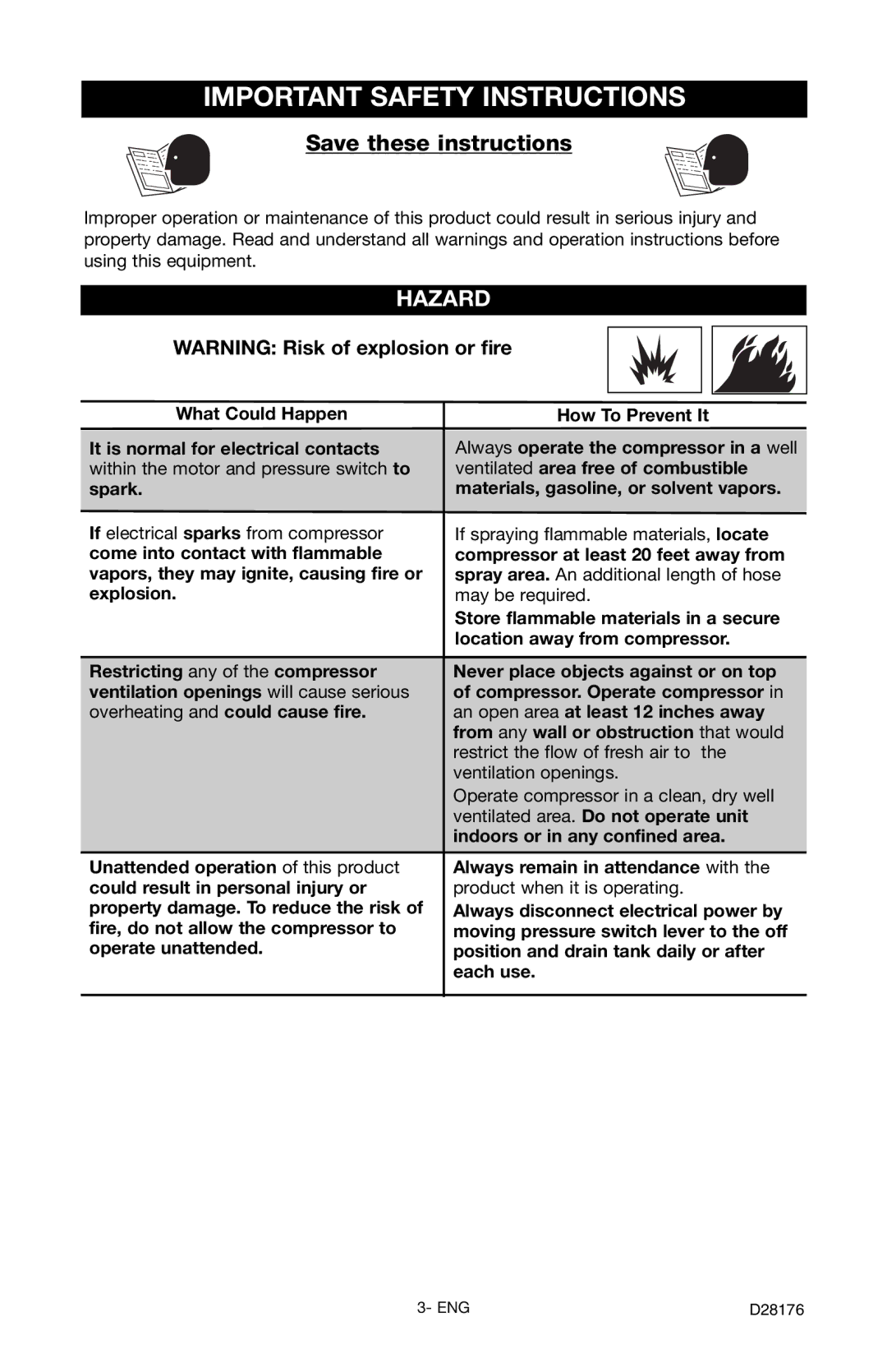 Porter-Cable C7510 instruction manual Hazard 