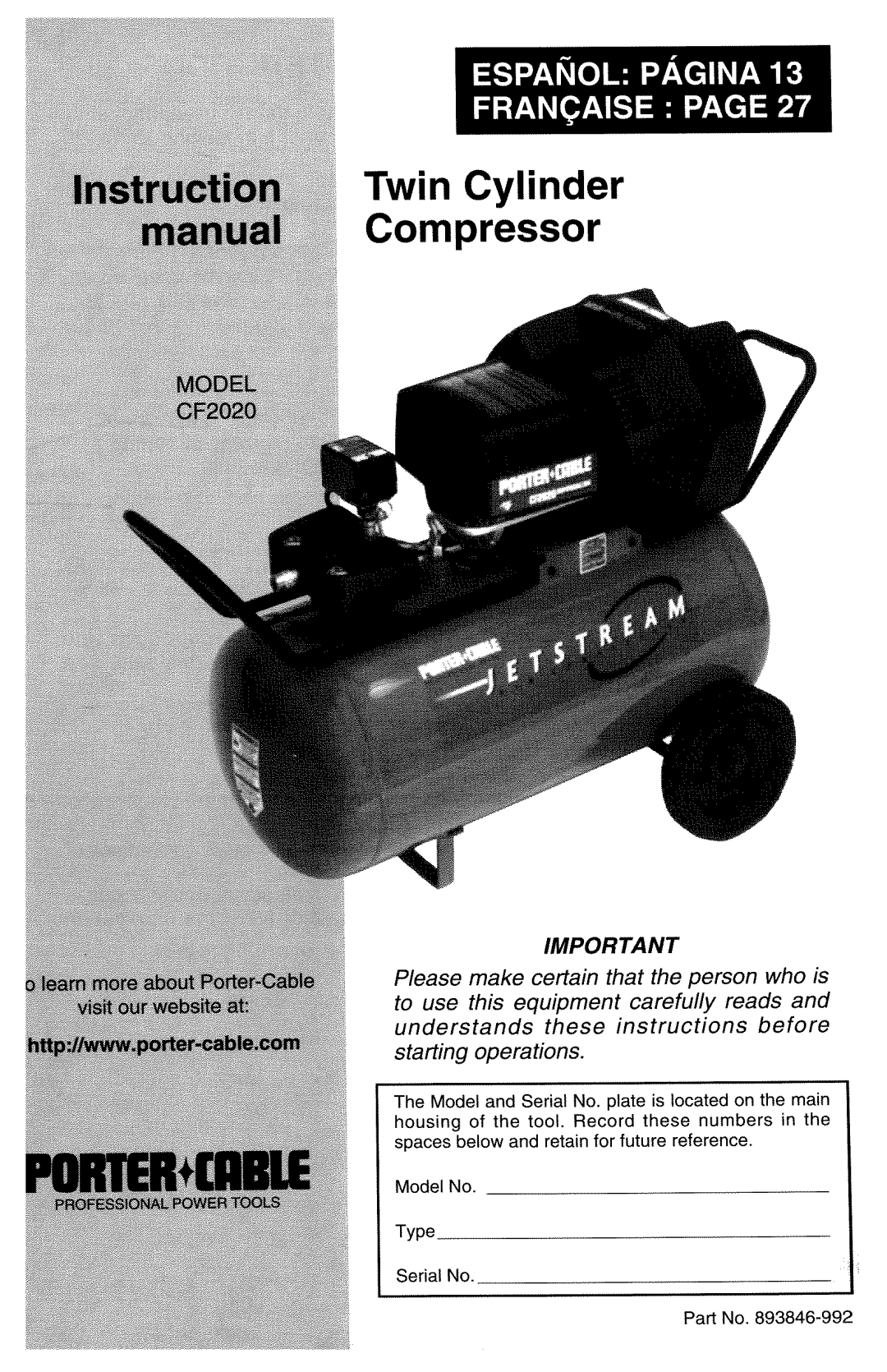 Porter-Cable CF2020 manual 