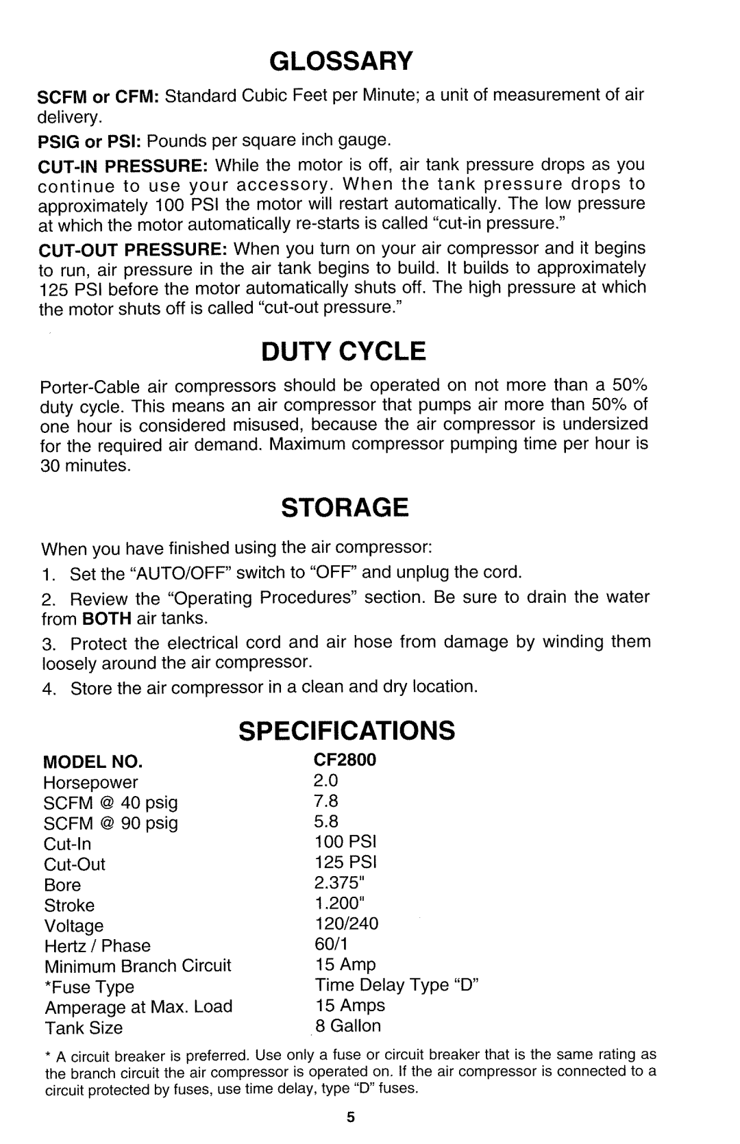 Porter-Cable 892551-992, CF2800 manual 