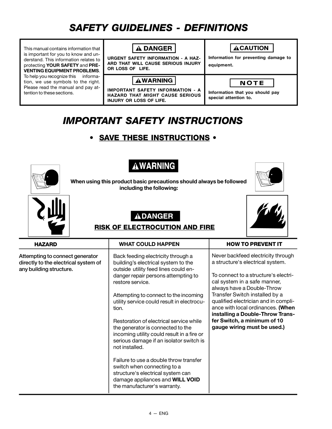 Porter-Cable H450CS, CH350CS, H650CS instruction manual Safety Guidelines Definitions, Important Safety Instructions 