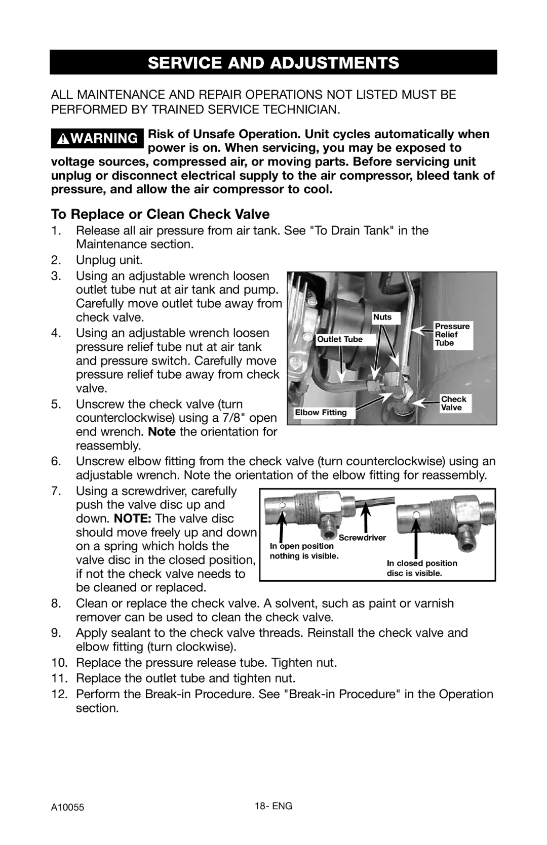 Porter-Cable CLFRP350 instruction manual Service and Adjustments, To Replace or Clean Check Valve 